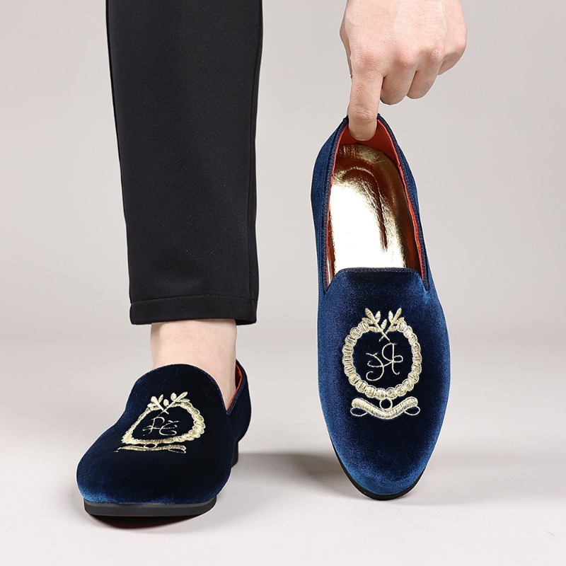 Embroidery Wedding - Luxury Designer Loafers Suede Leather Embroidery