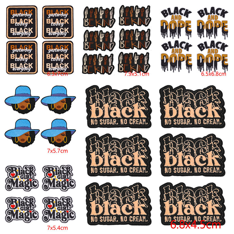 Embroidery On Black Shirt - 10PCS/Lots Black Girl Magic Cool Face