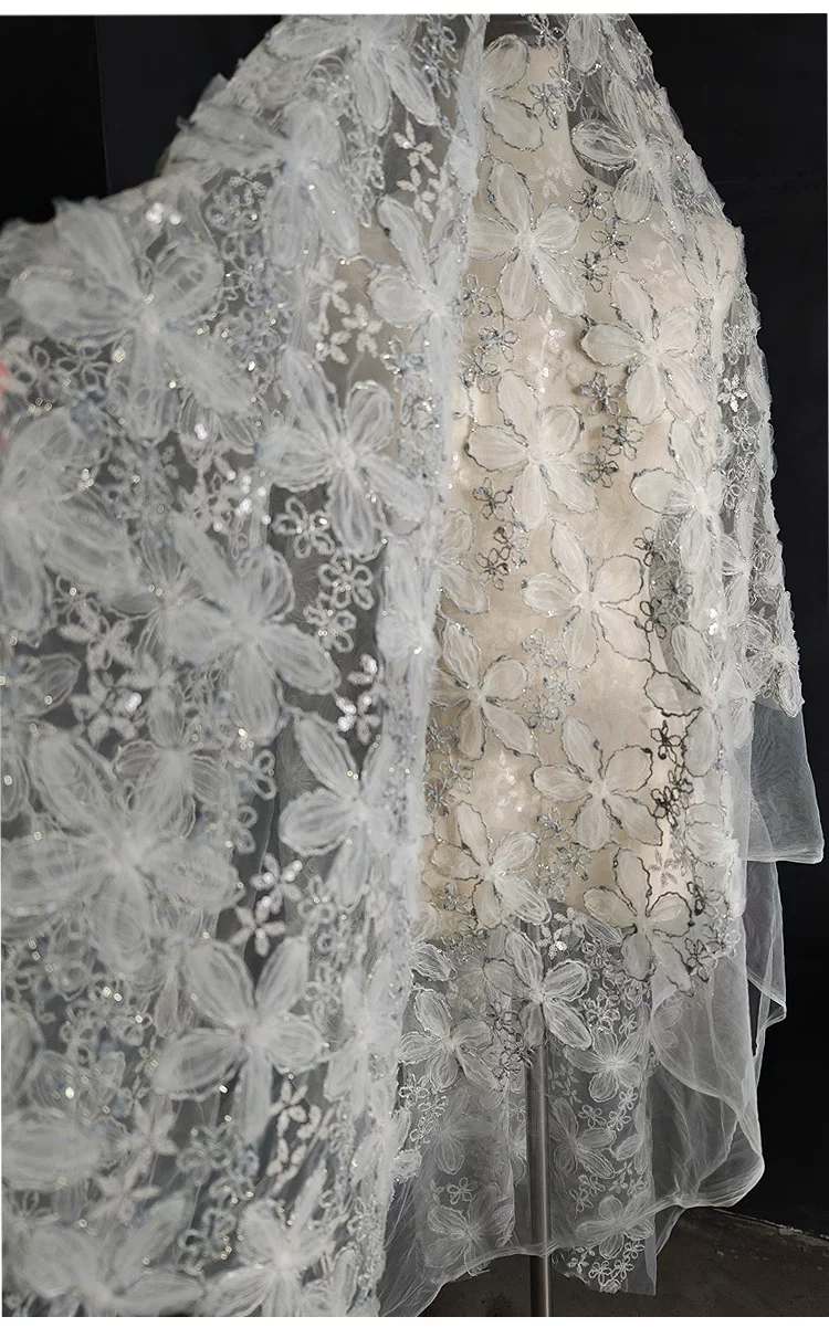 Embroidery Wedding - 1yard Gold thread sequin embroidery tela,3D