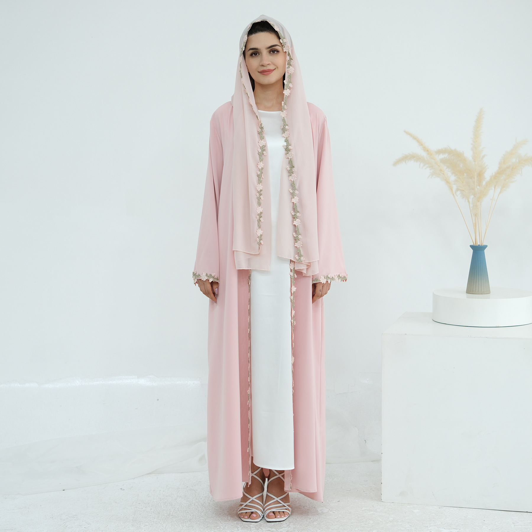 Dubai Open Abaya Women Muslim  - Embroidery Kebaya 评论和价格
