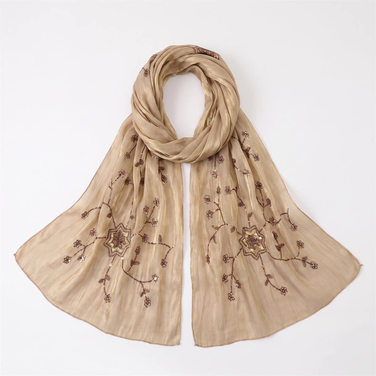 Fashion Crinkle Hijab Scarf Wi - Embroidery Wedding 评论和价格