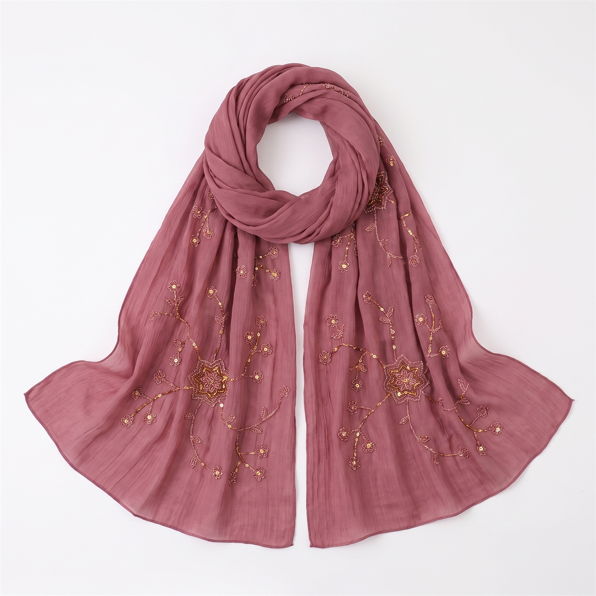 Fashion Crinkle Hijab Scarf Wi - Embroidery Wedding 评论和价格