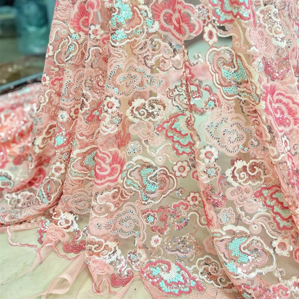 2 Yds/lot 130cm Wide Pink Purp - Embroidery Wedding 评论和价格