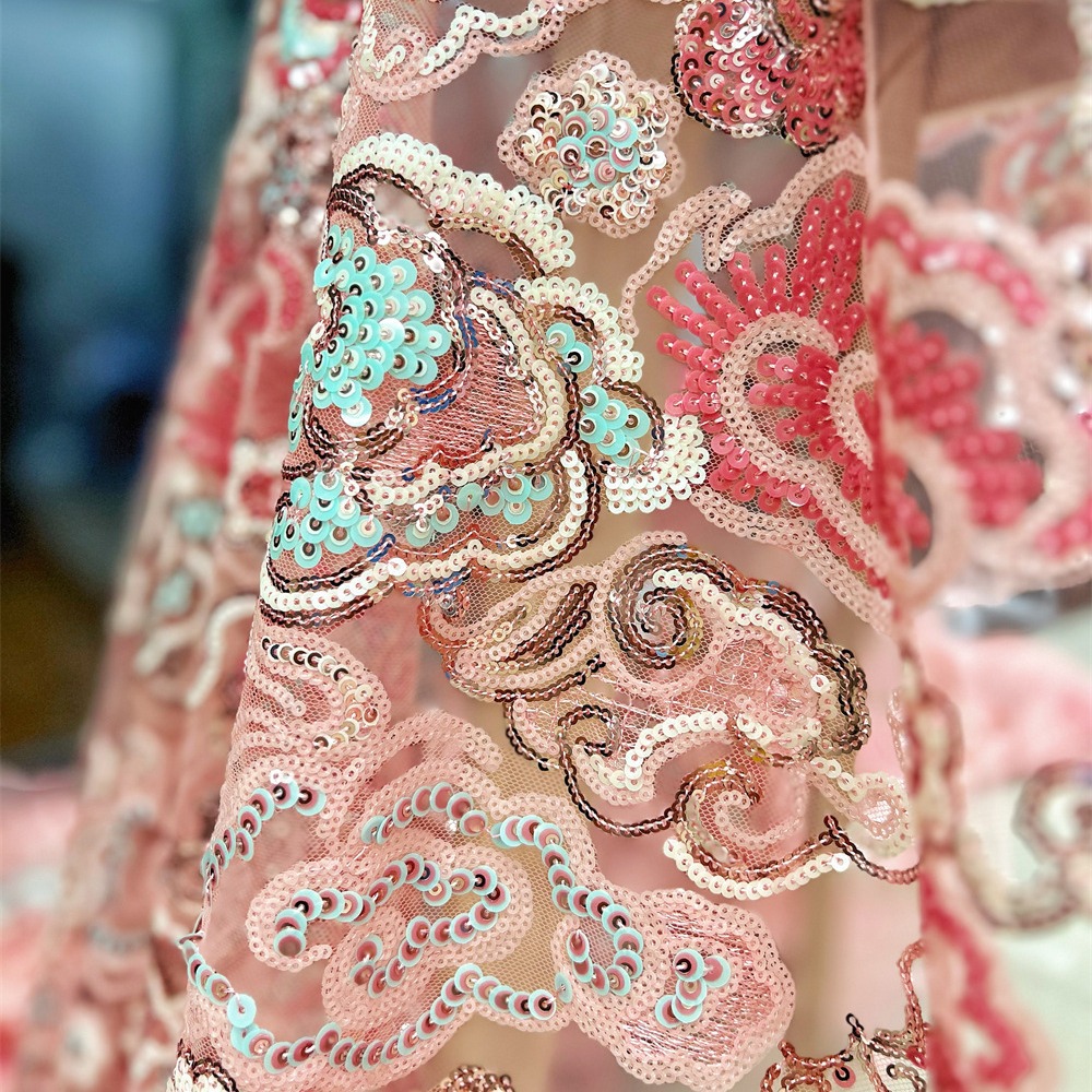 2 Yds/lot 130cm Wide Pink Purp - Embroidery Wedding 评论和价格