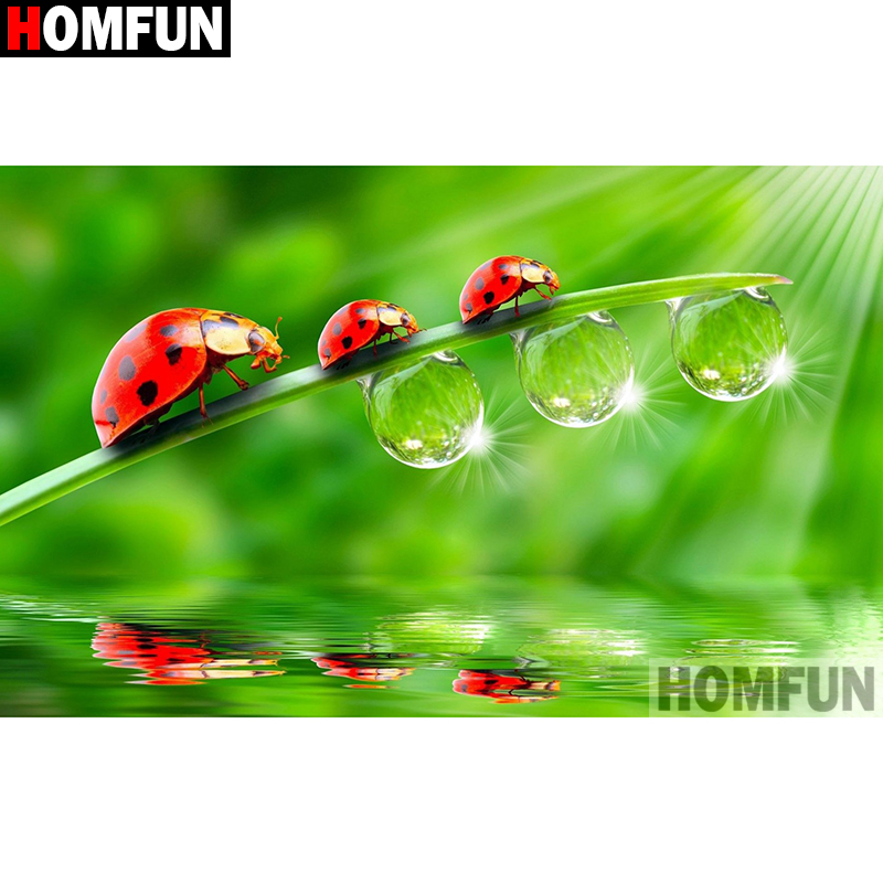 HOMFUN Art 5D Diy Diamond Pain - Embroidery Lady Bug 评论和价格