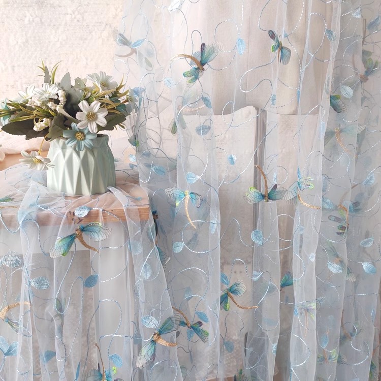 1yard Blue pink mesh fabric Th - Embroidery Wedding 评论和价格