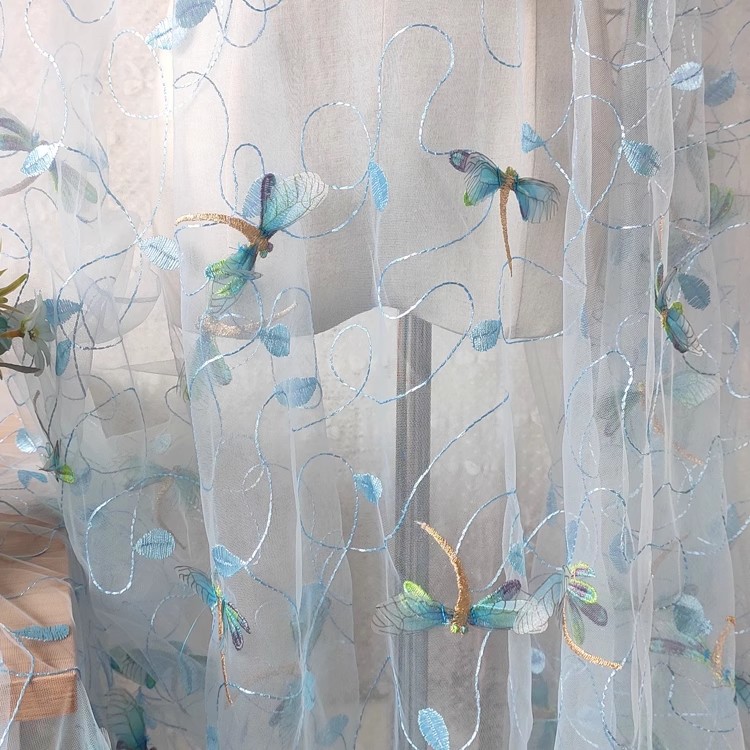 1yard Blue pink mesh fabric Th - Embroidery Wedding 评论和价格