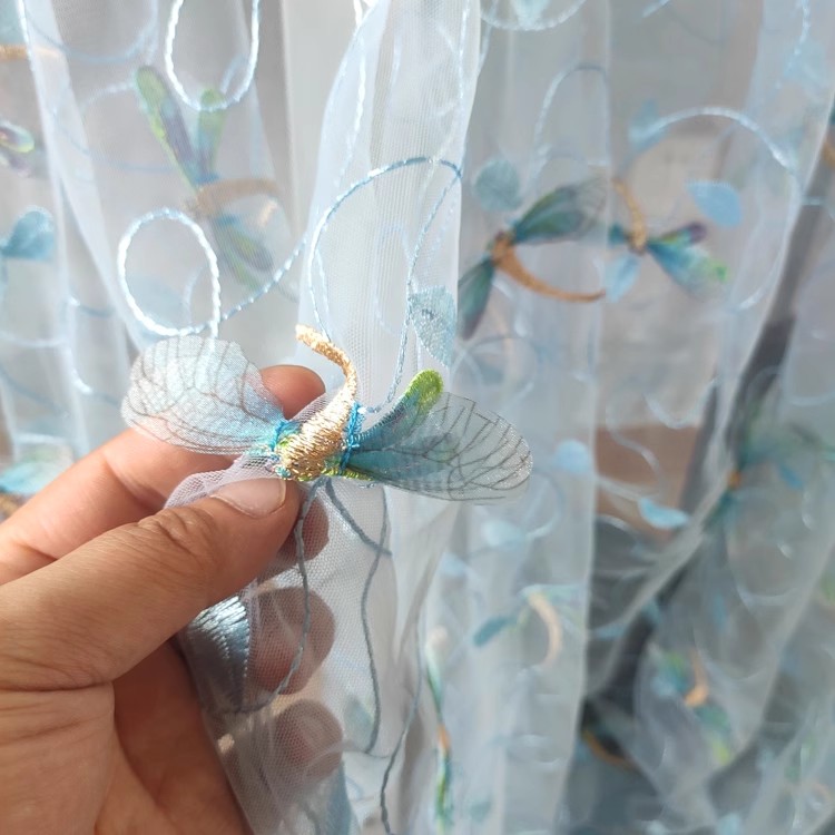 1yard Blue pink mesh fabric Th - Embroidery Wedding 评论和价格