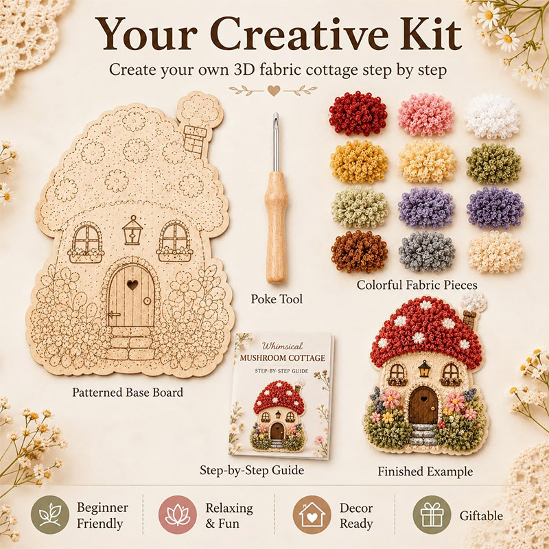 3D Mushroom House Poke Art DIY - Embroidery A 评论和价格