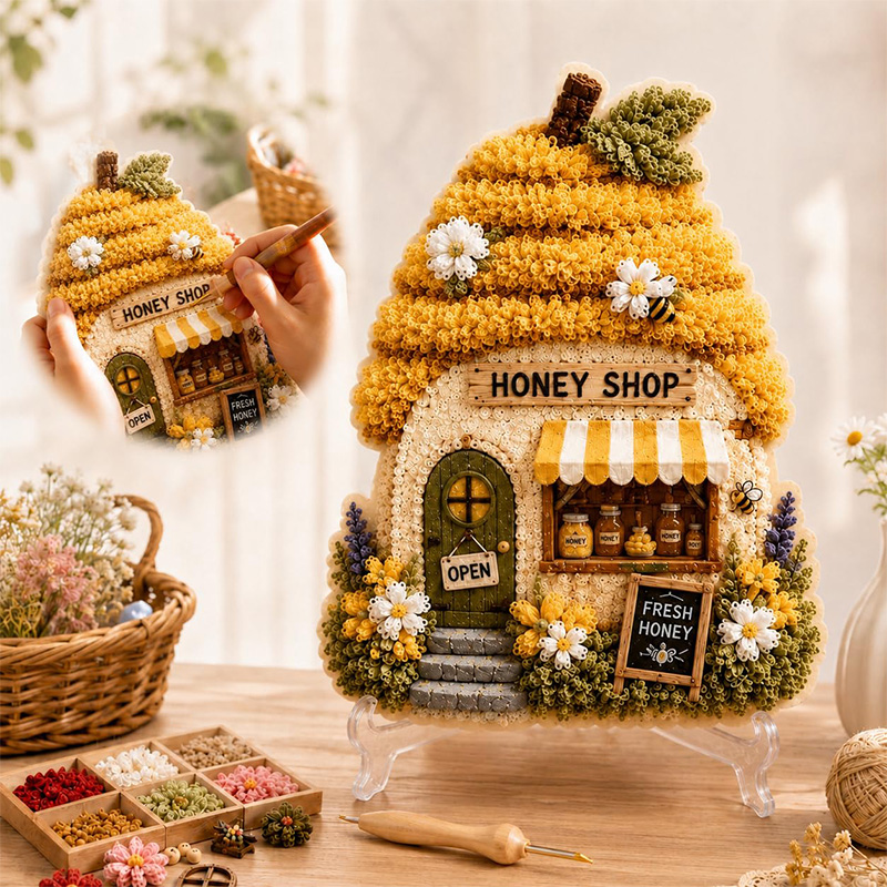 3D Mushroom House Poke Art DIY - Embroidery A 评论和价格