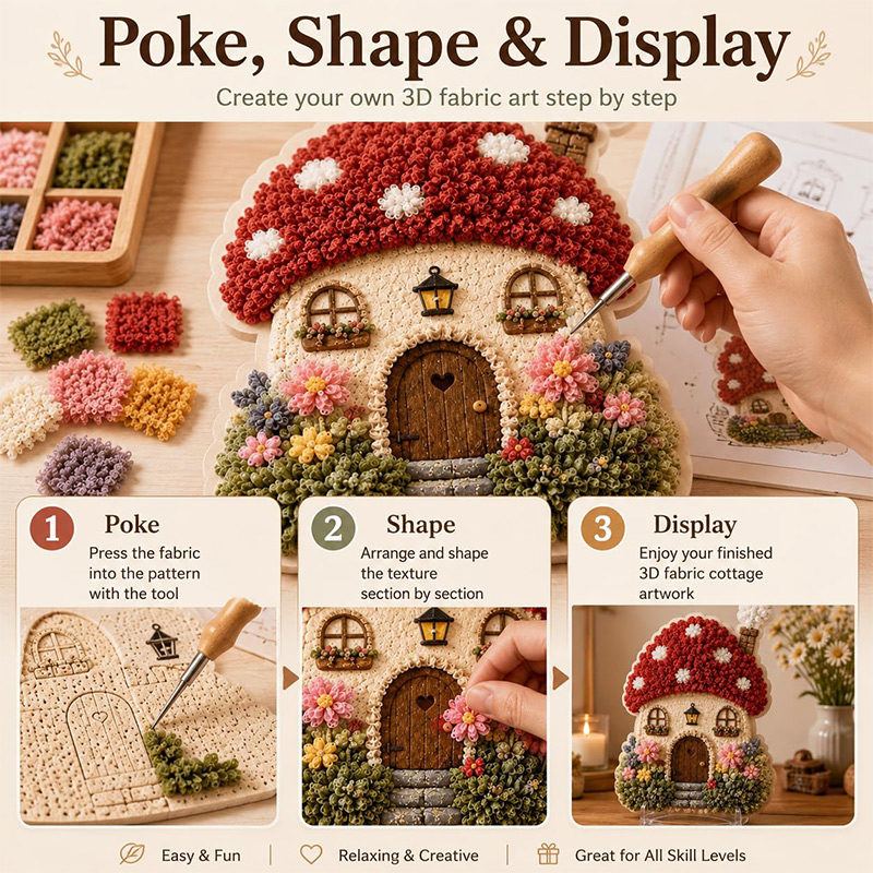 3D Mushroom House Poke Art DIY - Embroidery A 评论和价格