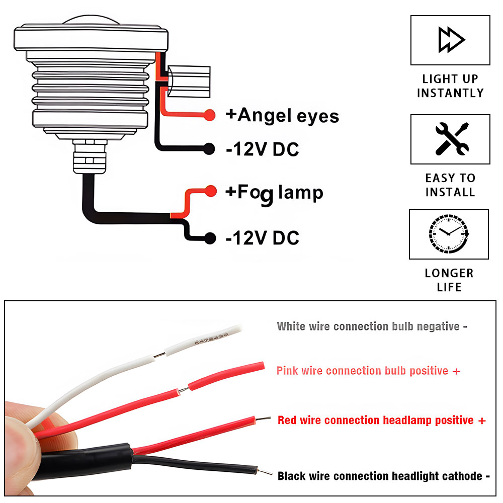 12V Angel Eye Car LED Fog Ligh - Embroidery Effect 评论和价格