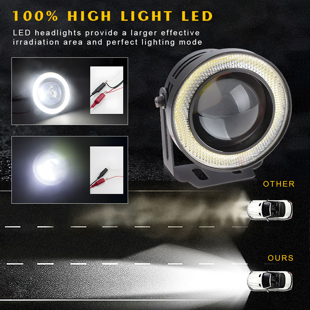 12V Angel Eye Car LED Fog Ligh - Embroidery Effect 评论和价格