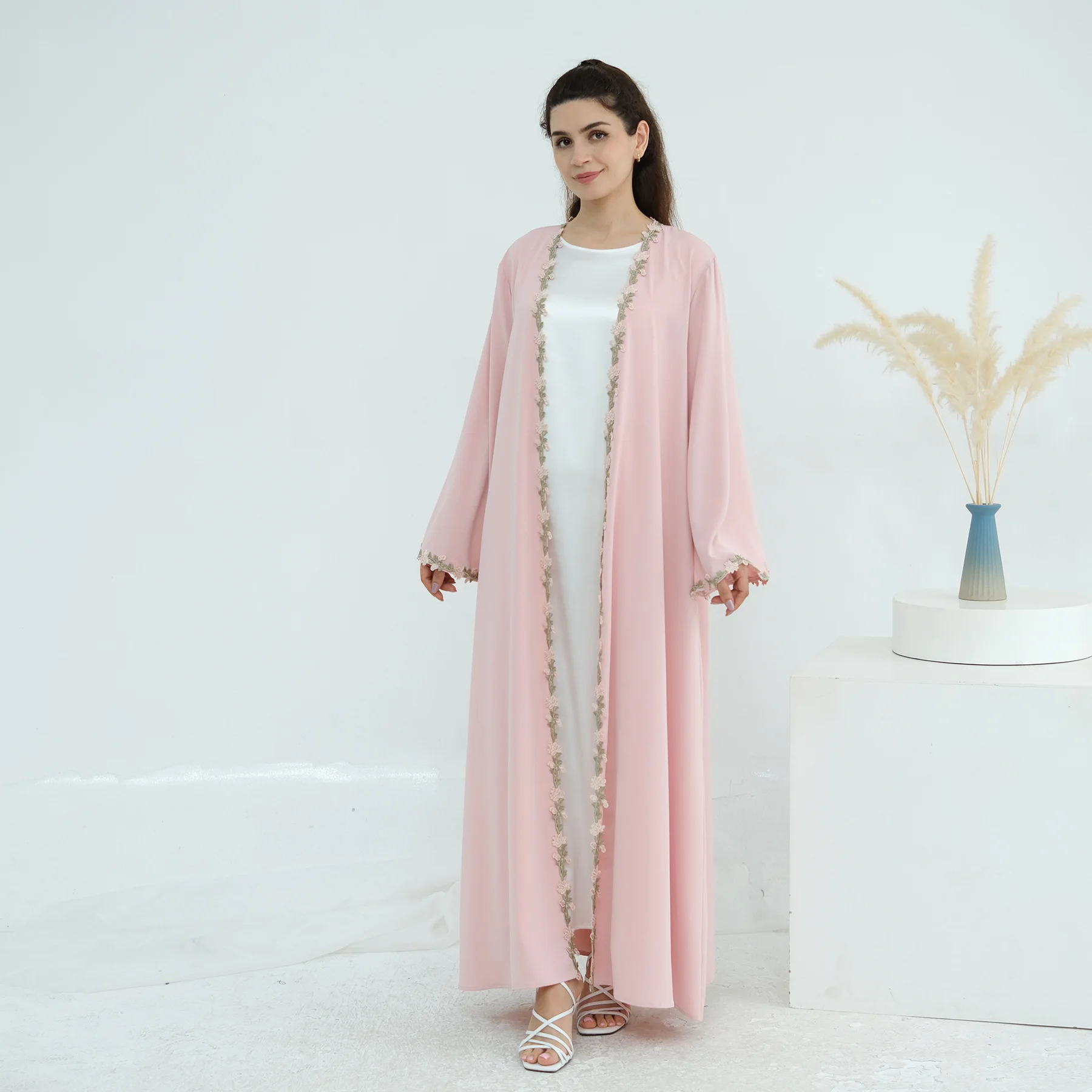 Dubai Open Abaya Muslim Hijab  - Embroidery Kebaya 评论和价格