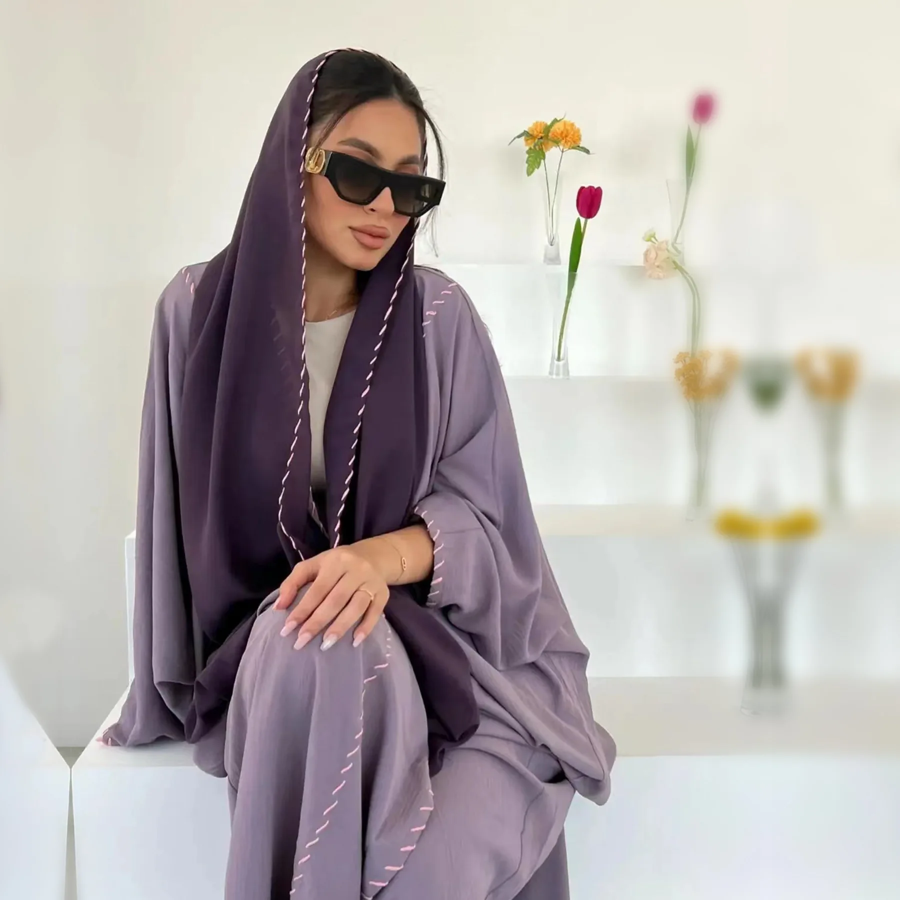Morocco Kimono Open Abayas Lux - Embroidery Kebaya 评论和价格