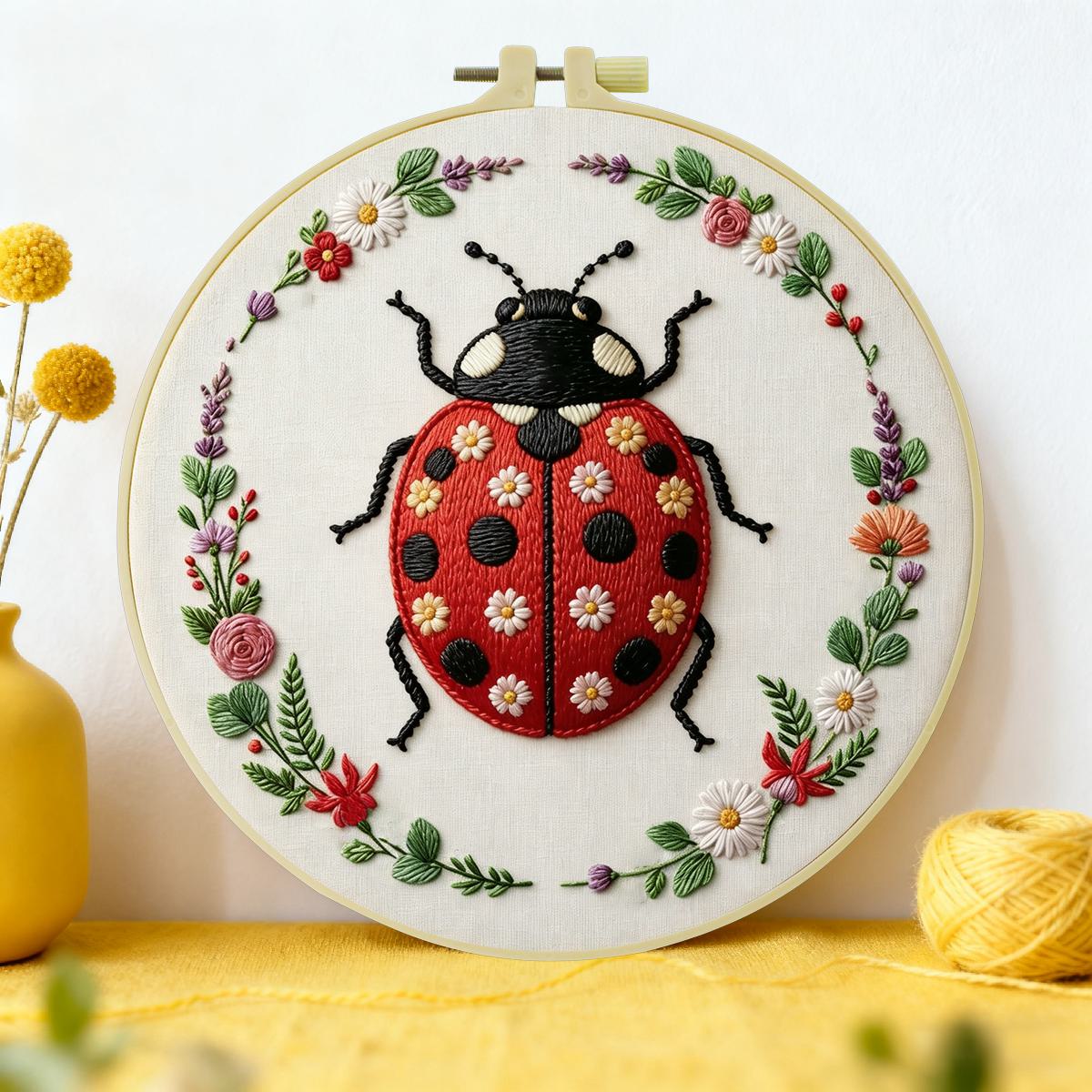 1pc 20X20CM/15X15CM 7.87/6.3in - Embroidery Lady Bug 评论和价格