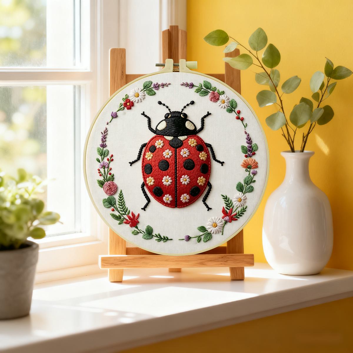 1pc 20X20CM/15X15CM 7.87/6.3in - Embroidery Lady Bug 评论和价格