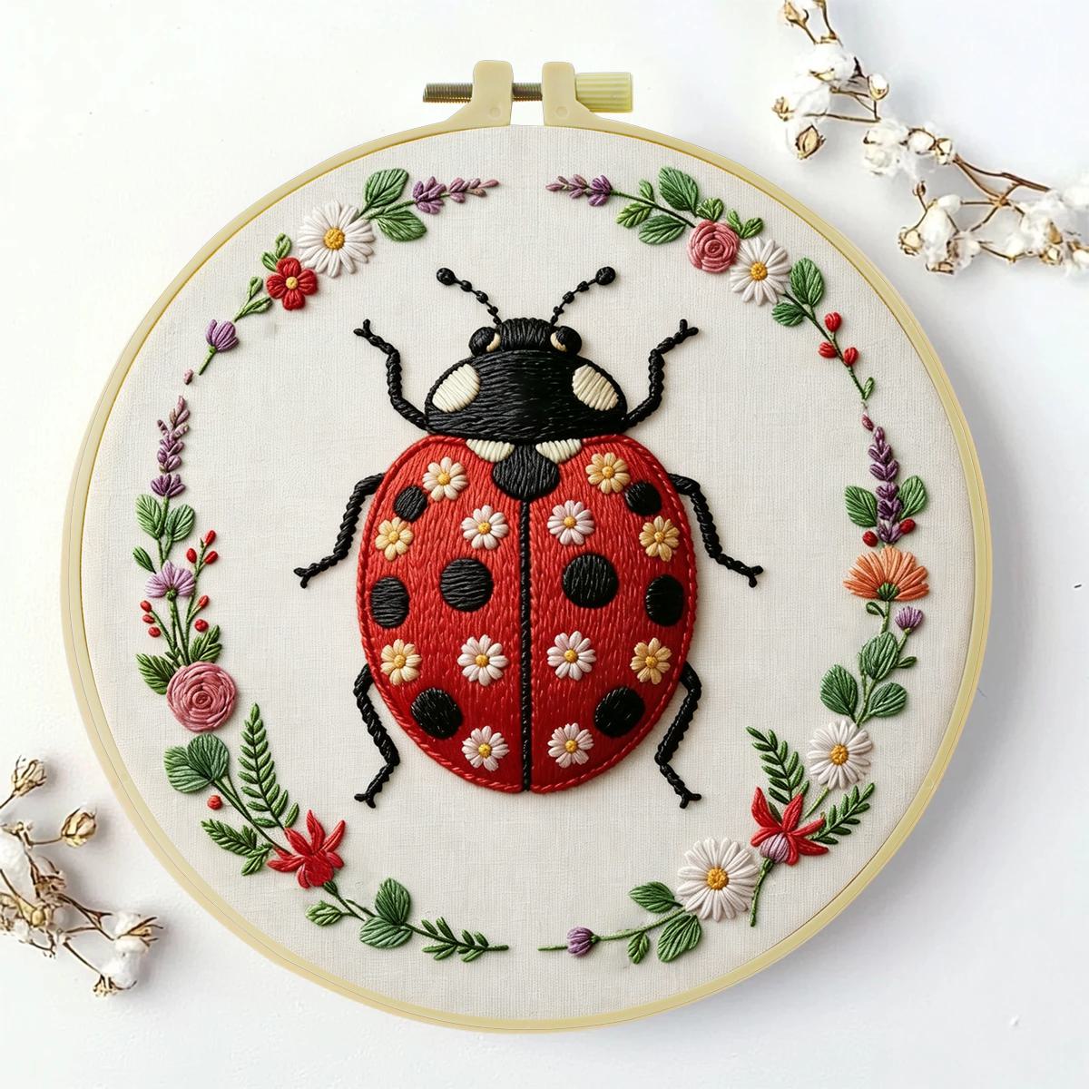 1pc 20X20CM/15X15CM 7.87/6.3in - Embroidery Lady Bug 评论和价格