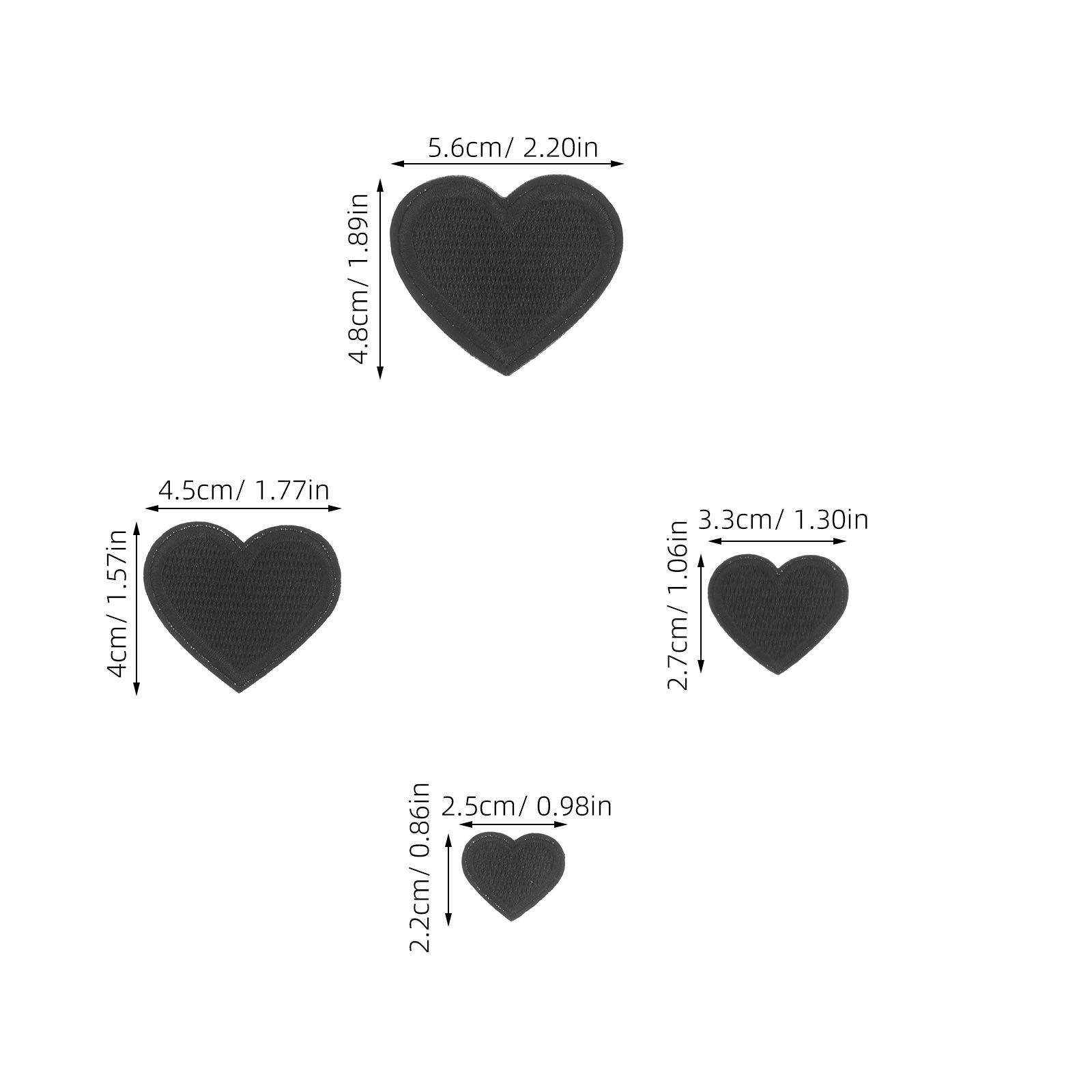 24Pcs Black Heart Clothing Pat - Embroidery On Black Shirt 评论和价格
