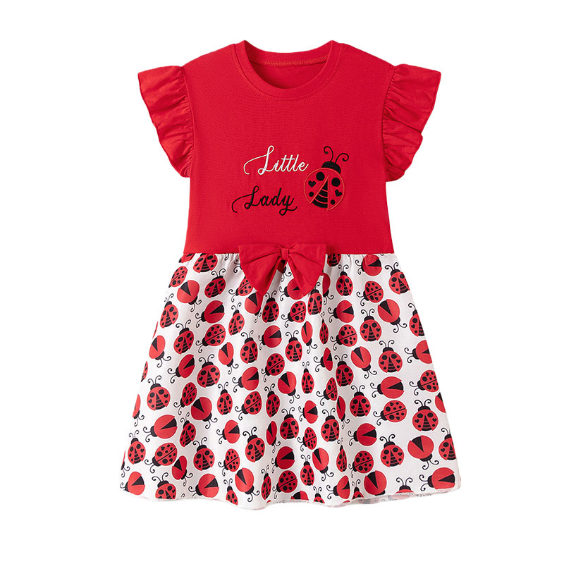 Short Sleeve Girls Dresses 2-7 - Embroidery Lady Bug 评论和价格