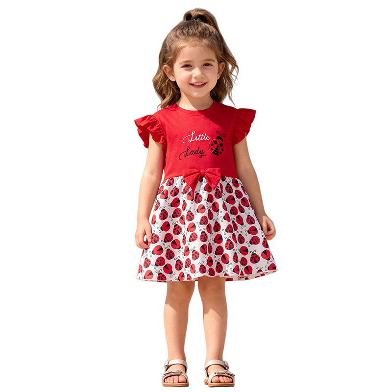 Short Sleeve Girls Dresses 2-7 - Embroidery Lady Bug 评论和价格
