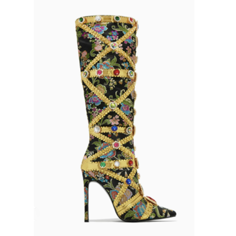 Multicolor Gemstone Gold Trim  - Embroidery Wedding 评论和价格