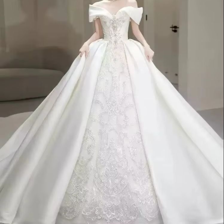 Chic Wedding Dresses Off Shoul - Embroidery Wedding 评论和价格