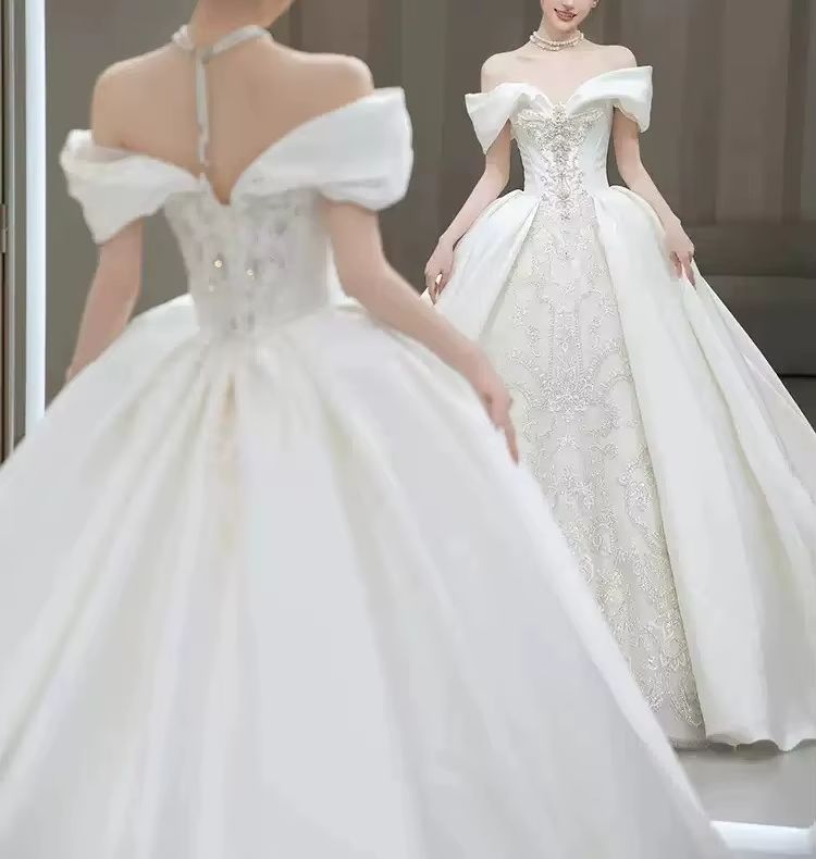 Chic Wedding Dresses Off Shoul - Embroidery Wedding 评论和价格