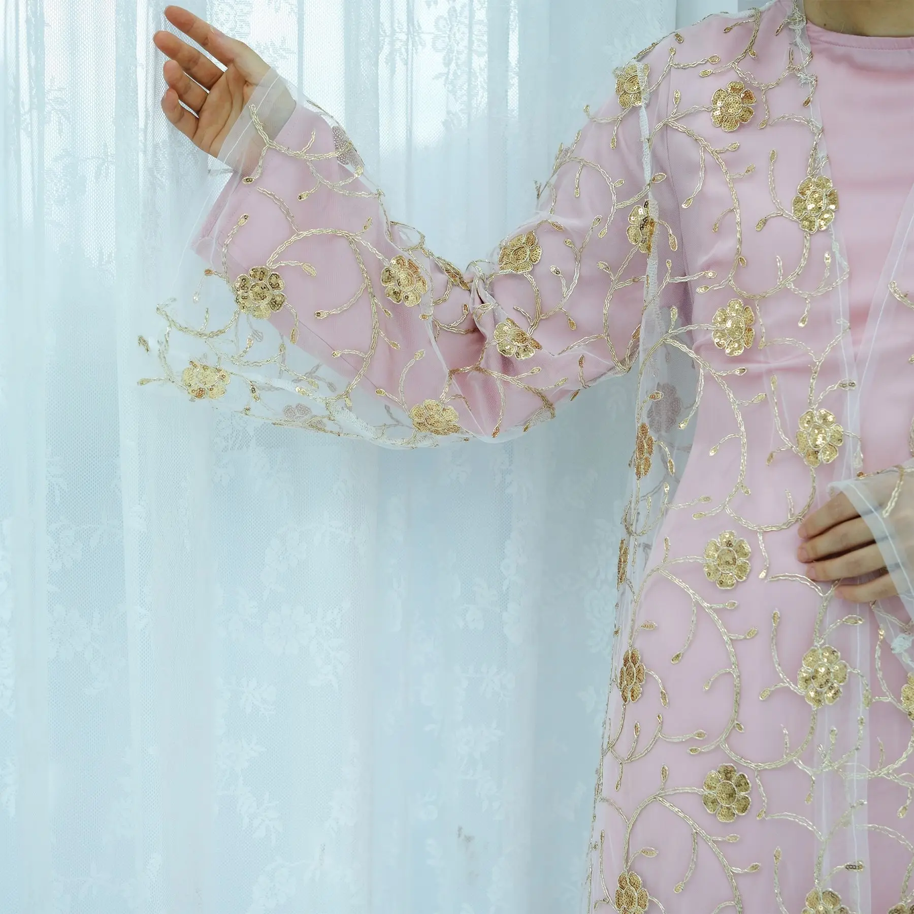 Muslim Mesh Kimono Cardigan Se - Embroidery Kebaya 评论和价格